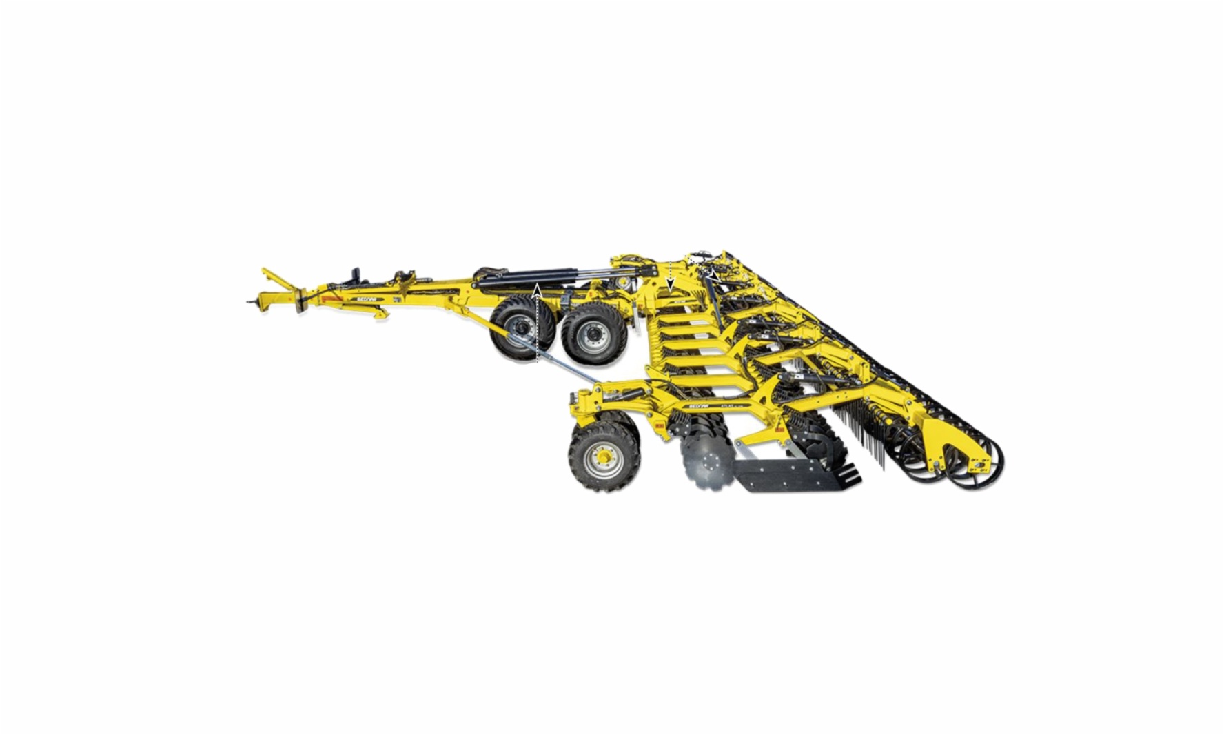 ATLAS AE_PROFI Grapă cu discuri

 	Datorită sistemului Flexi-Box, suportul de atașare al discului pe cadru nu necesită întreținere.
 	Fiecare disc este protejat excelent datorită sistemului non-stop.
 	Discurile montate în formă de X.
 	Axul de transport este amplasat în fața discurilor.
 	Roți frontale de suportpivotante.
 	Control al mașinii electro-hidraulic (citirea senzorilor).
 	Lățime de transport a mașinii: 3m, înălțime de transport a mașinii 4m.