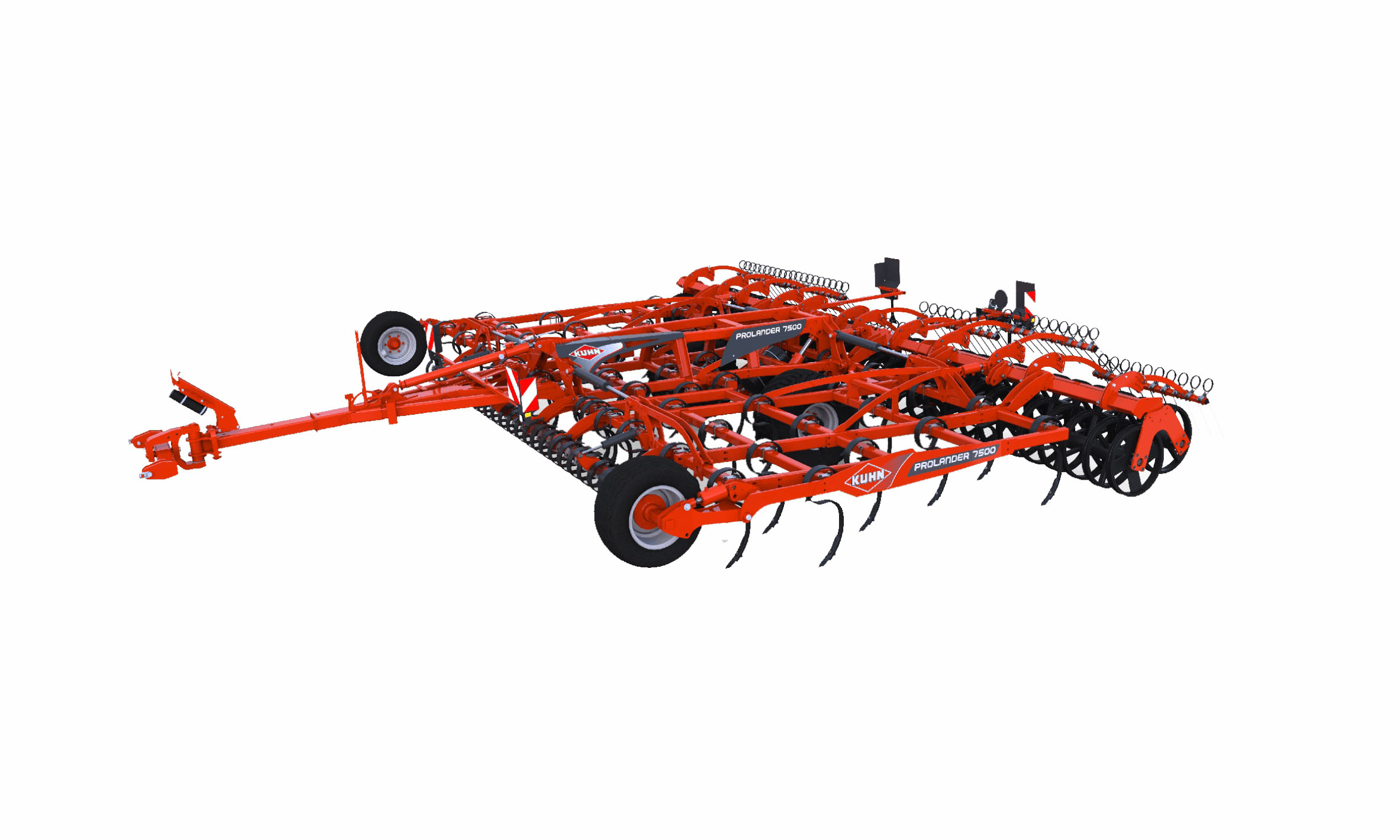 Cel mai mare interval de pe piaţă 

PROLANDER este echipat cu 5 rânduri de dinți vibratori, iar spațiul de 68 cm de sub cadru garantează calitatea lucrării chiar și în cazul reziduurilor de cultură. PROLANDER beneficiază de un interval în creștere între cele 5 rânduri de dinți, de la 60 cm în față și 70 cm în centru până la 80 cm în spatele mașinii. Acest concept unic îmbunătăţeşte fluxul solului prin utilaj și încorporarea reziduurilor.

 

Setări din cabină

PROLANDER este echipat standard cu reglaje hidraulice din cabina tractorului. Adâncimea de lucru este reglabilă continuu, crește și coboară paralel cu solul. De asemenea, placa de nivelare din partea frontală a utilajului poate fi reglată hidraulic din cabina tractorului. Aceasta aplatizează terenul arat în fața dinților.
Toate aceste reglaje asigură adaptarea imediată la condițiile de sol și reduc necesarul de putere.