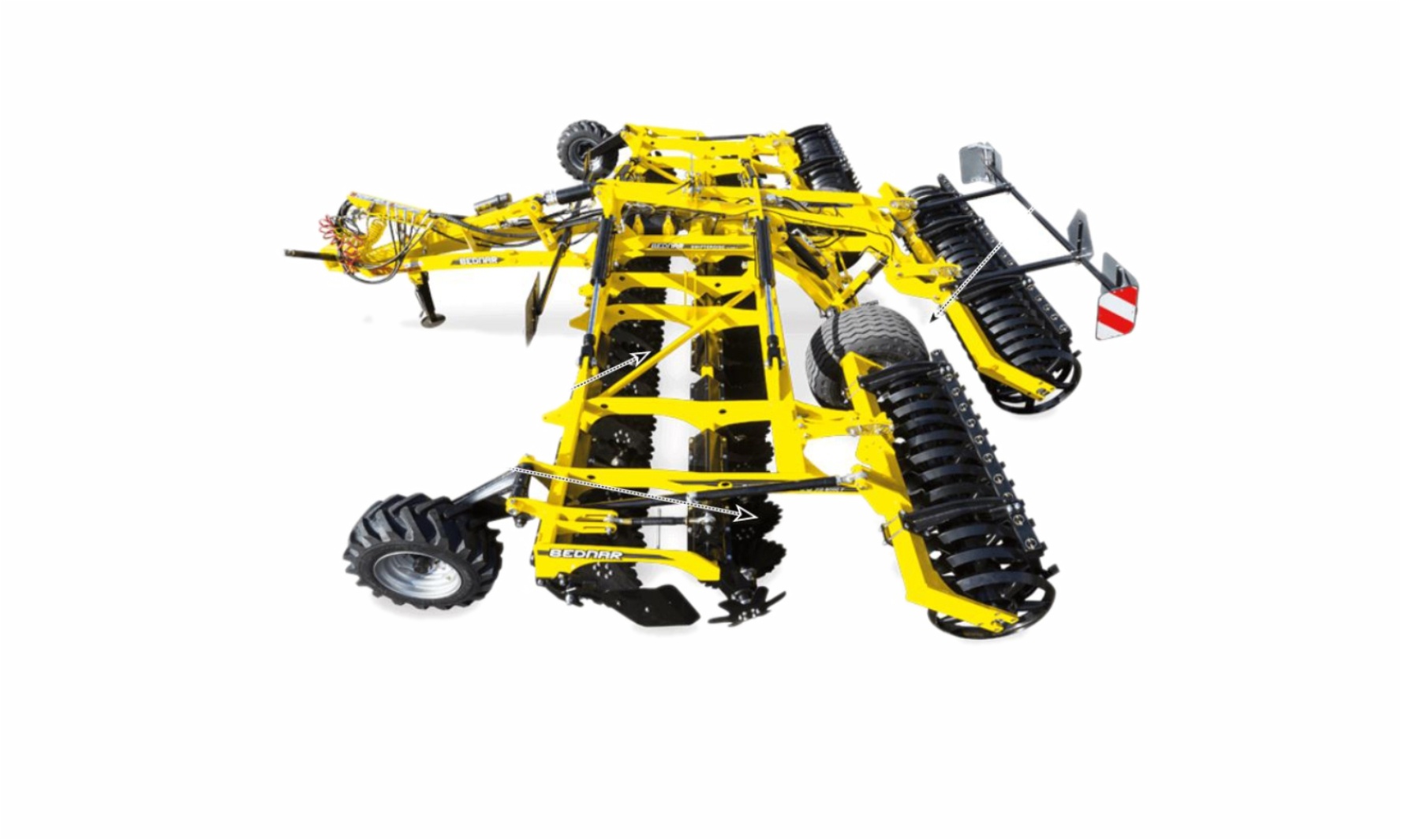 SWIFTERDISC XO_F Grapă cu discuri

 	Prelucrare de calitate a miriştii, rapidă şi la costuri reduse, la o adâncime de până la 12 cm.
 	Necesar de putere redus.
 	Viteză de lucru de până la 15 km/h datorită stabilităţii excelente a maşinii. Viteză mai mare de lucru = lucrare mai bună calitativ.
 	A-disc (discuri agresive) asigură un proces amplificat de tăiere şi amestecare.
 	Ax de transport amplasat în faţa tăvălugului posterior = stabilitate excelentă la viteze mari de lucru şi rază de virare mică.
 	Semănătoare Alfa pentru culturile ecologice.
 	A-disc (discuri agresive) asigură un proces amplificat de tăiere şi amestecare.