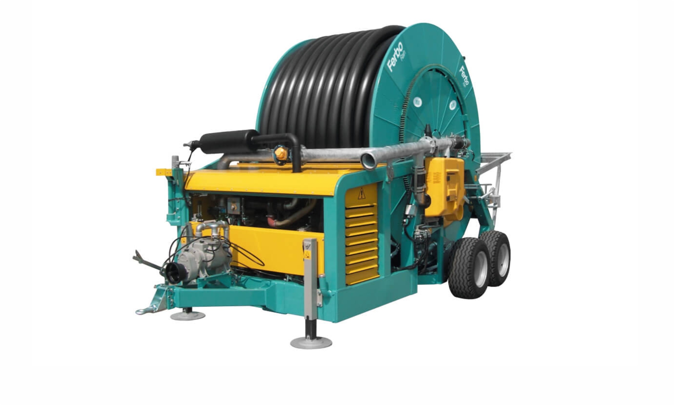 Nevoia de optimizare a costurilor și eficientizarea timpilor pentru manipularea utilajelor au condus la producerea tamburilor FerboRain cu motopompe încorporate. Această soluție permite preluarea apei direct din canale de lângă teren sau din rețele de alimentare unde presiunea este foarte scăzuta. Datorită disponibilității unei o game largi de accesorii și posibilități personalizate, tamburii „încorporați” au devenit una dintre cele mai apreciate soluții din agricultura.