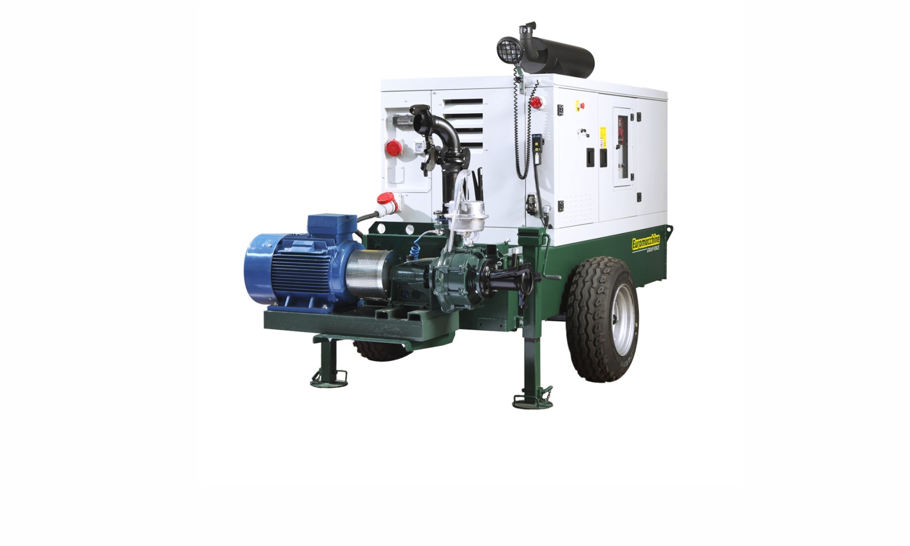 Grupul multifuncțional brevetat LAMPO poate fi utilizat simultan ca generator și statie de pompare, cu posibilitatea de a varia debitele și presiunile printr-un invertor.

Lampo Green Horizontal a fost proiectat  pentru lucrul cu sistemele de irigat de tip PIVOT, asigurând în același timp alimentarea cu apă și energie electrica a acestora.

Acestea vin dotate cu un rezervor de 1.000 de litri și cabină  SUPER-SILENT, de asemeni aspiratia si refularea putand fi congurate in functie de necesitatea din teren.